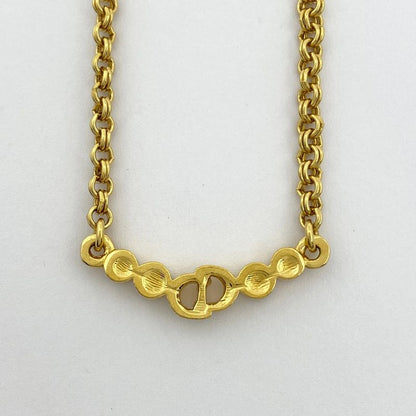 Christian Dior Logo Rhinestone Necklace CD Necklace GP Gold Women