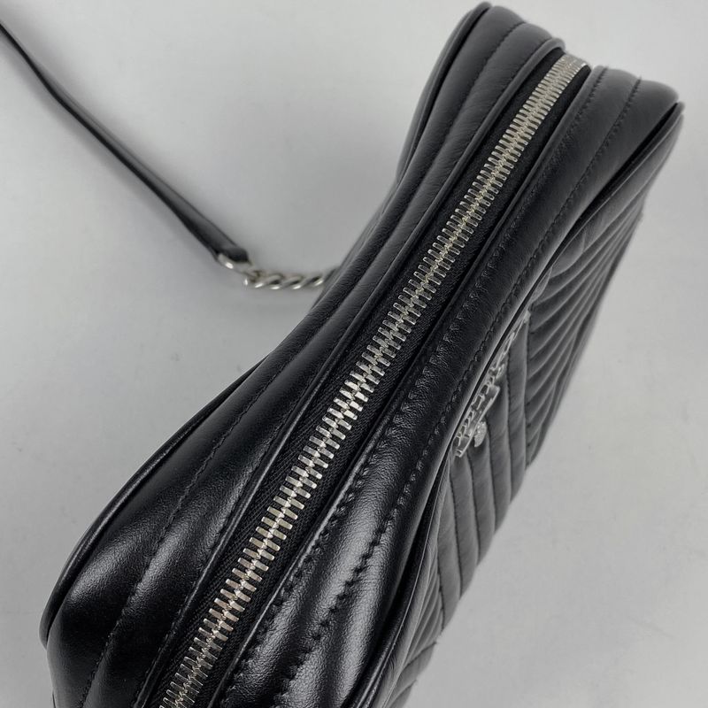 Prada Diagram Chain Shoulder Bag Logo Shoulder Bag Leather Nero (Black) 1bh083