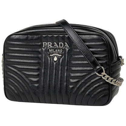 Prada Diagram Chain Shoulder Bag Logo Shoulder Bag Leather Nero (Black) 1bh083