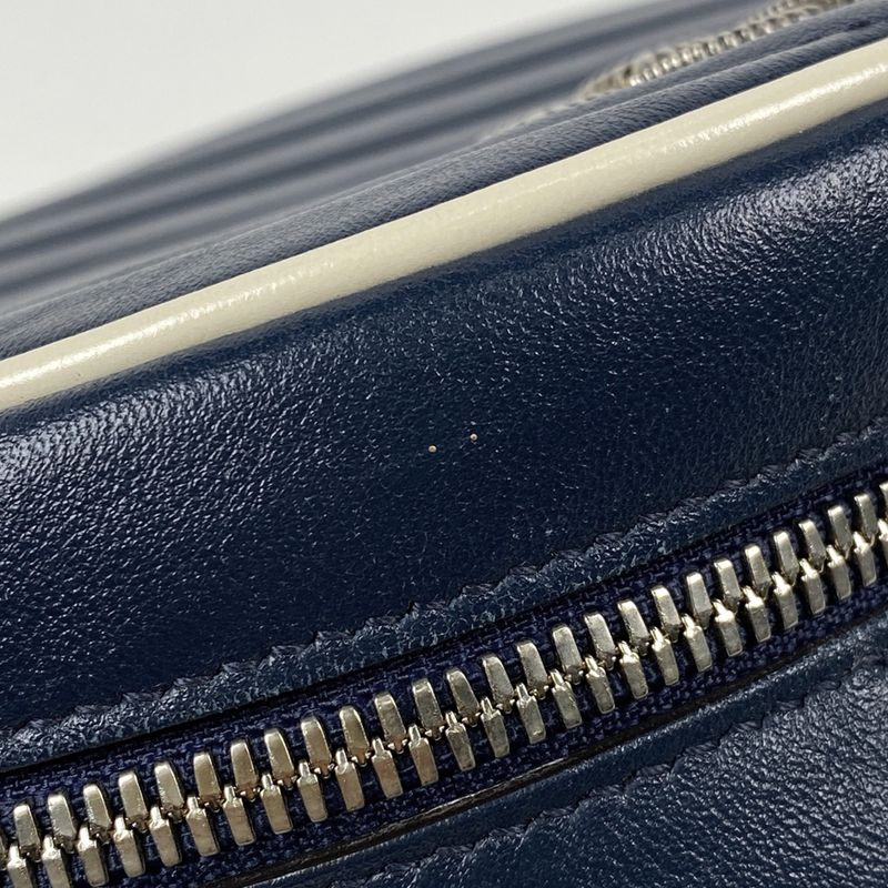 Gucci Ggmarmont Chain Shoulder Bag Round Mini Shoulder Bag Leather Navy 550154