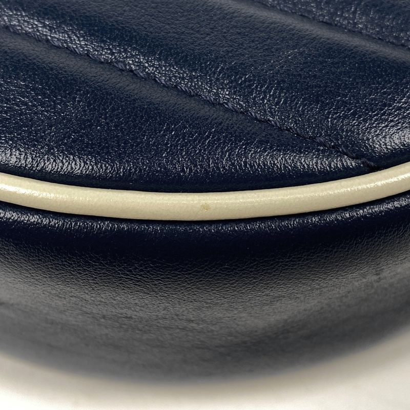 Gucci Ggmarmont Chain Shoulder Bag Round Mini Shoulder Bag Leather Navy 550154