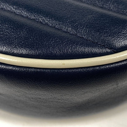 Gucci Ggmarmont Chain Shoulder Bag Round Mini Shoulder Bag Leather Navy 550154