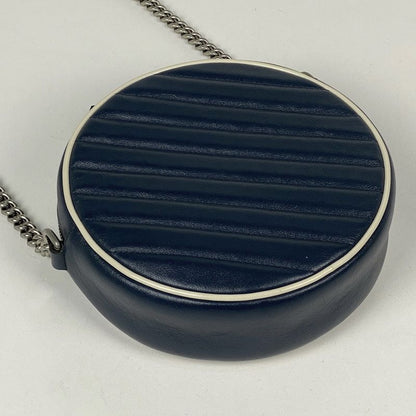 Gucci Ggmarmont Chain Shoulder Bag Round Mini Shoulder Bag Leather Navy 550154