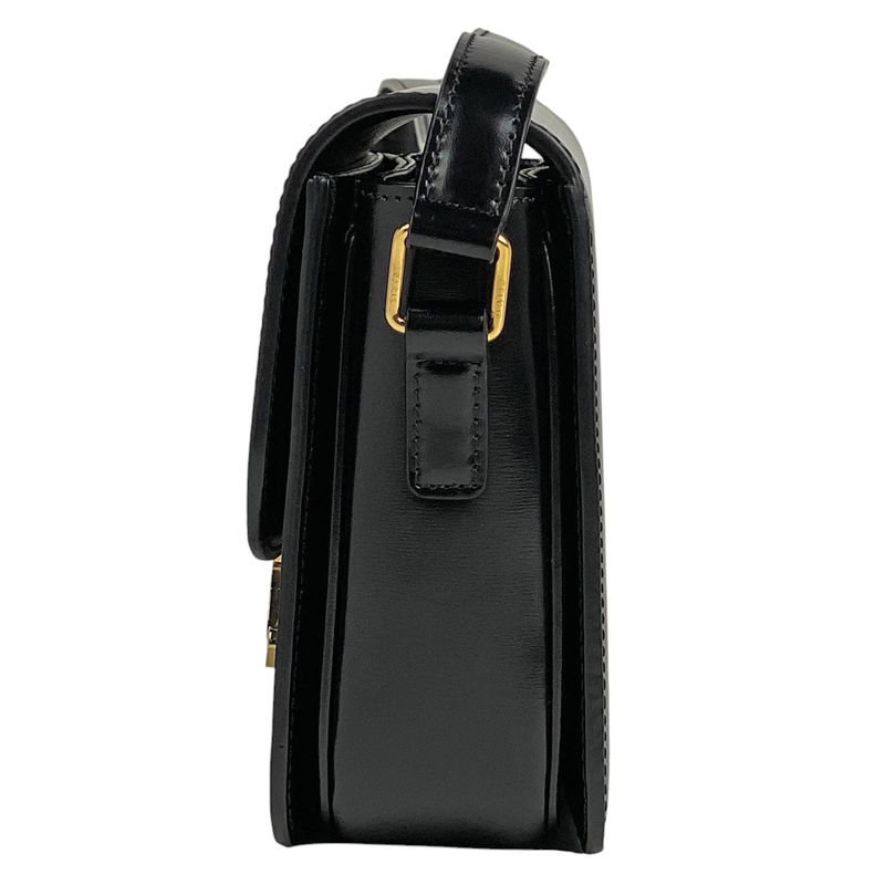 Celine Teen Triomphe Bag Logo Shoulder Bag Leather Black Women