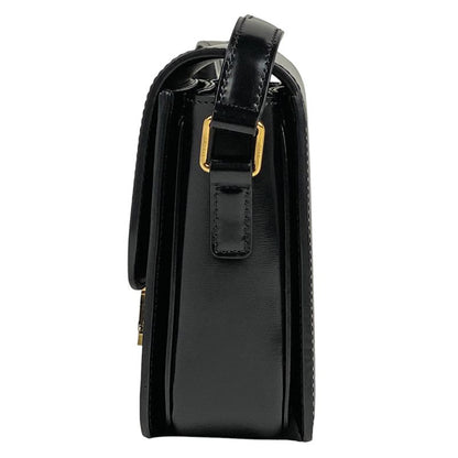 Celine Teen Triomphe Bag Logo Shoulder Bag Leather Black Women