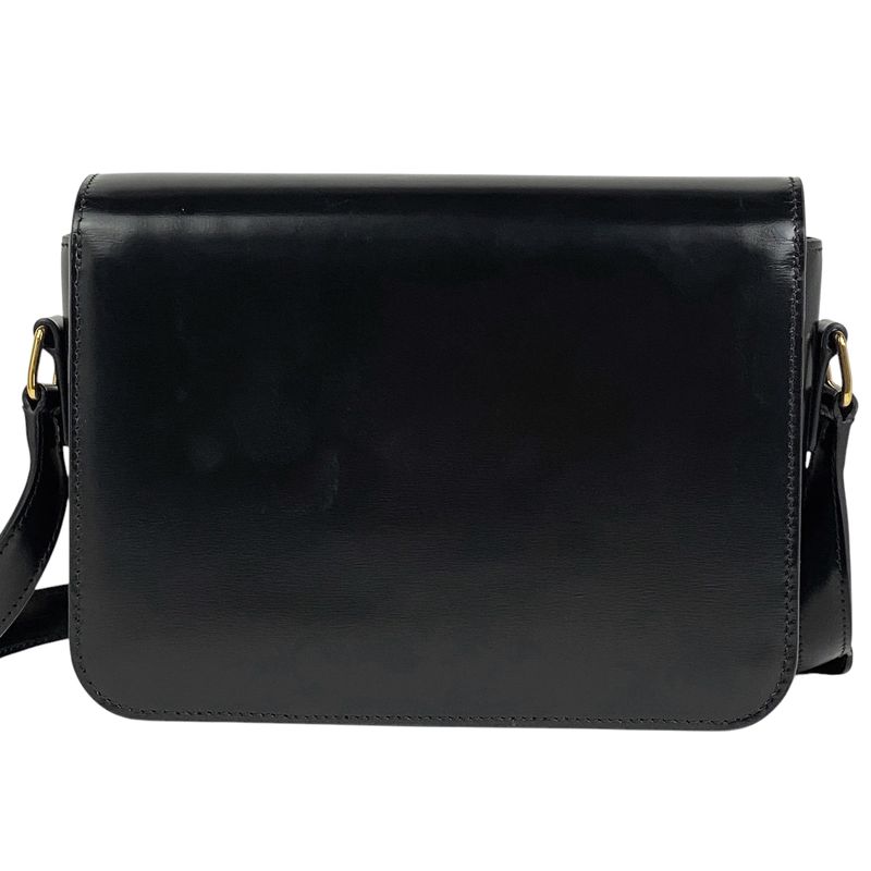 Celine Teen Triomphe Bag Logo Shoulder Bag Leather Black Women