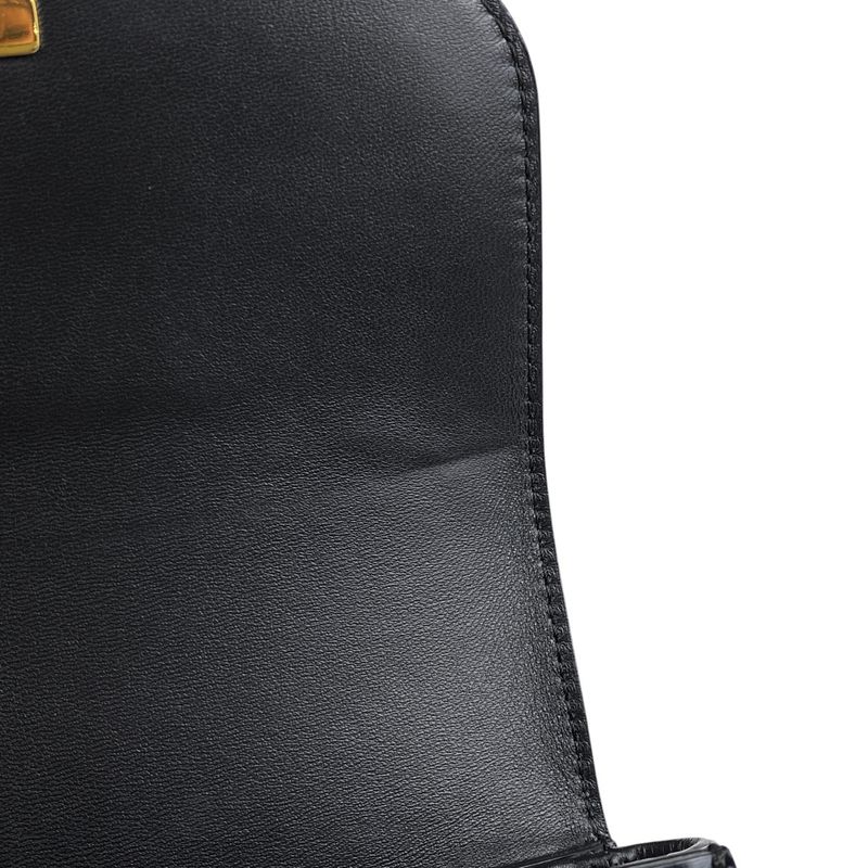 Celine Teen Triomphe Bag Logo Shoulder Bag Leather Black Women