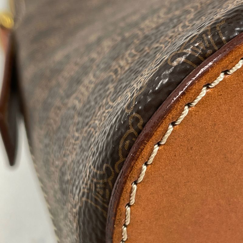 Celine Macadam Pattern Handbag 2way Shoulder Bag Handbag Leather Brown Women