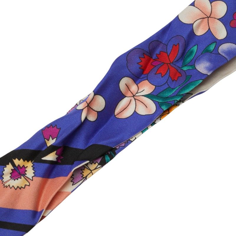 Fendi Flowers Flower Motif Scarf Twillie Blue Pink Multicolor Silk Women's Fendi