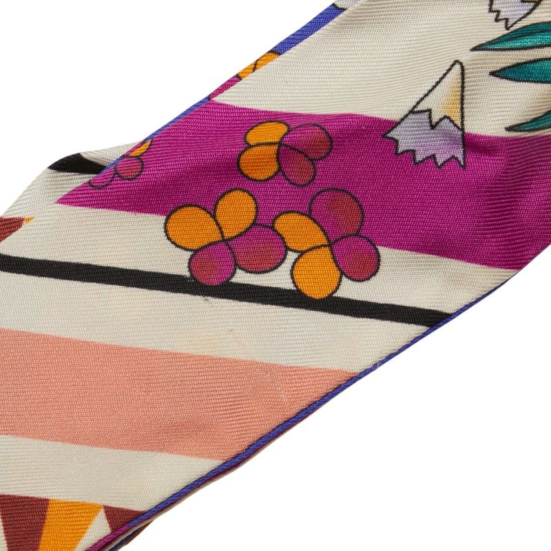 Fendi Flowers Flower Motif Scarf Twillie Blue Pink Multicolor Silk Women's Fendi