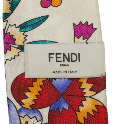 Fendi Flowers Flower Motif Scarf Twillie Blue Pink Multicolor Silk Women's Fendi