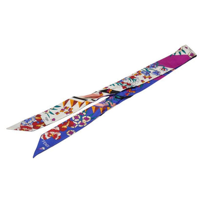 Fendi Flowers Flower Motif Scarf Twillie Blue Pink Multicolor Silk Women's Fendi