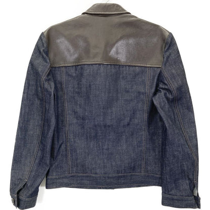 Prada Indigo Gebx81 Leather Cut Replacement Denim Jacket 48