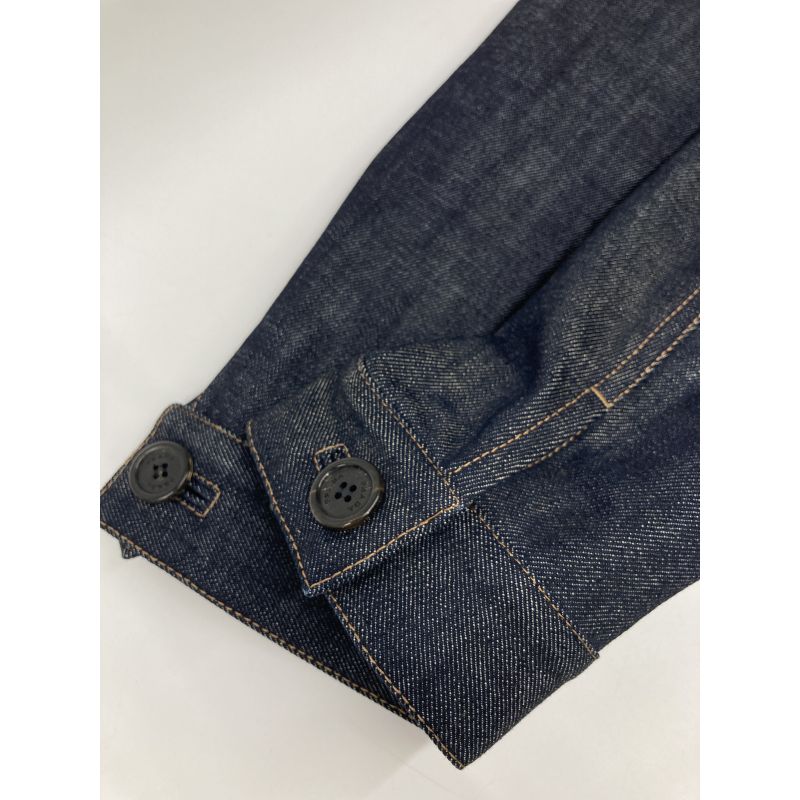 Prada Indigo Gebx81 Leather Cut Replacement Denim Jacket 48