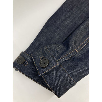 Prada Indigo Gebx81 Leather Cut Replacement Denim Jacket 48