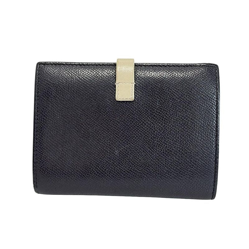 Celine Bifold Wallet Medium Strap Wallet Black and Beige Leather