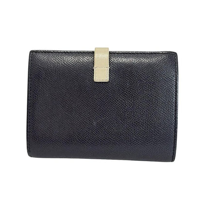 Celine Bifold Wallet Medium Strap Wallet Black and Beige Leather