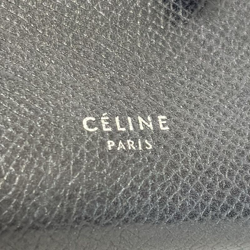 Celine Bifold Wallet Medium Strap Wallet Black and Beige Leather