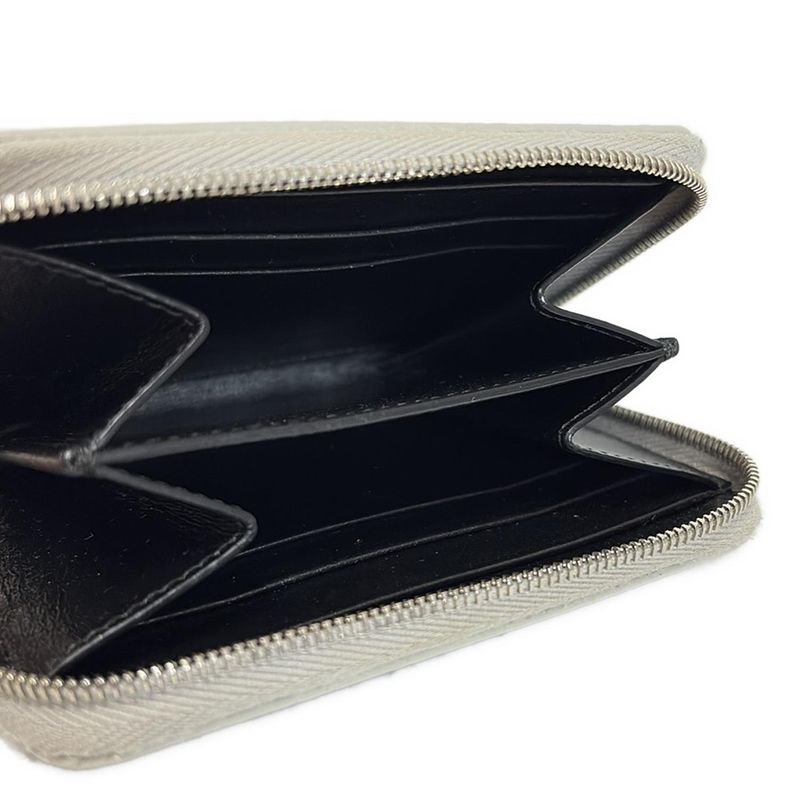 Celine Coin Case - Silver Round Zipper Leather