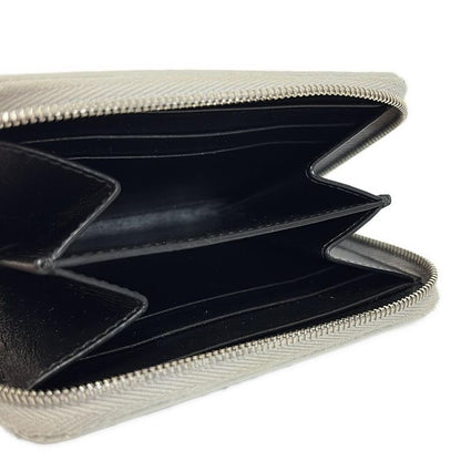 Celine Coin Case - Silver Round Zipper Leather