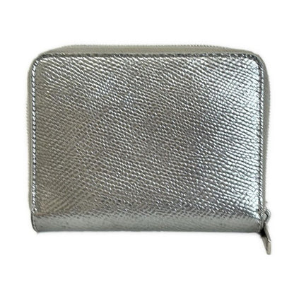Celine Coin Case - Silver Round Zipper Leather