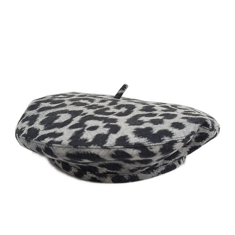 Dior Christian Dior Hat 58 - Grey and Black Beret Leopard Print Cotton