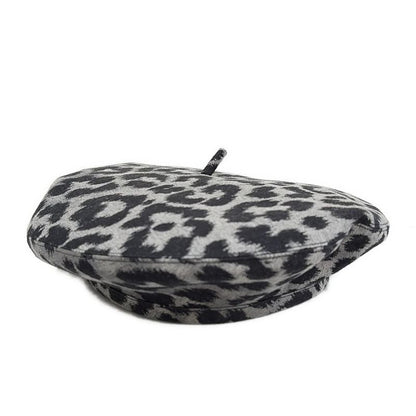 Dior Christian Dior Hat 58 - Grey and Black Beret Leopard Print Cotton