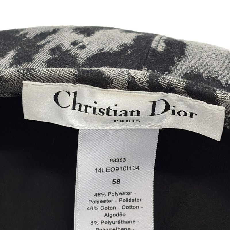 Dior Christian Dior Hat 58 - Grey and Black Beret Leopard Print Cotton