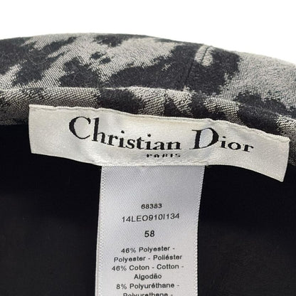Dior Christian Dior Hat 58 - Grey and Black Beret Leopard Print Cotton
