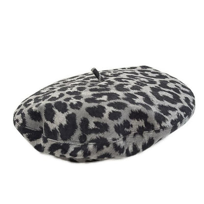 Dior Christian Dior Hat 58 - Grey and Black Beret Leopard Print Cotton