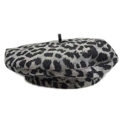 Dior Christian Dior Hat 58 - Grey and Black Beret Leopard Print Cotton