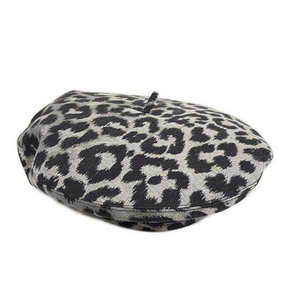 Dior Christian Dior Hat 58 - Grey and Black Beret Leopard Print Cotton