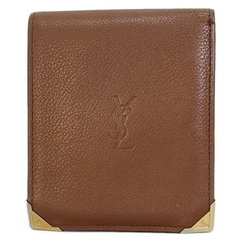Yves Saint Laurent Bifold Wallet - Dark Brown Leather