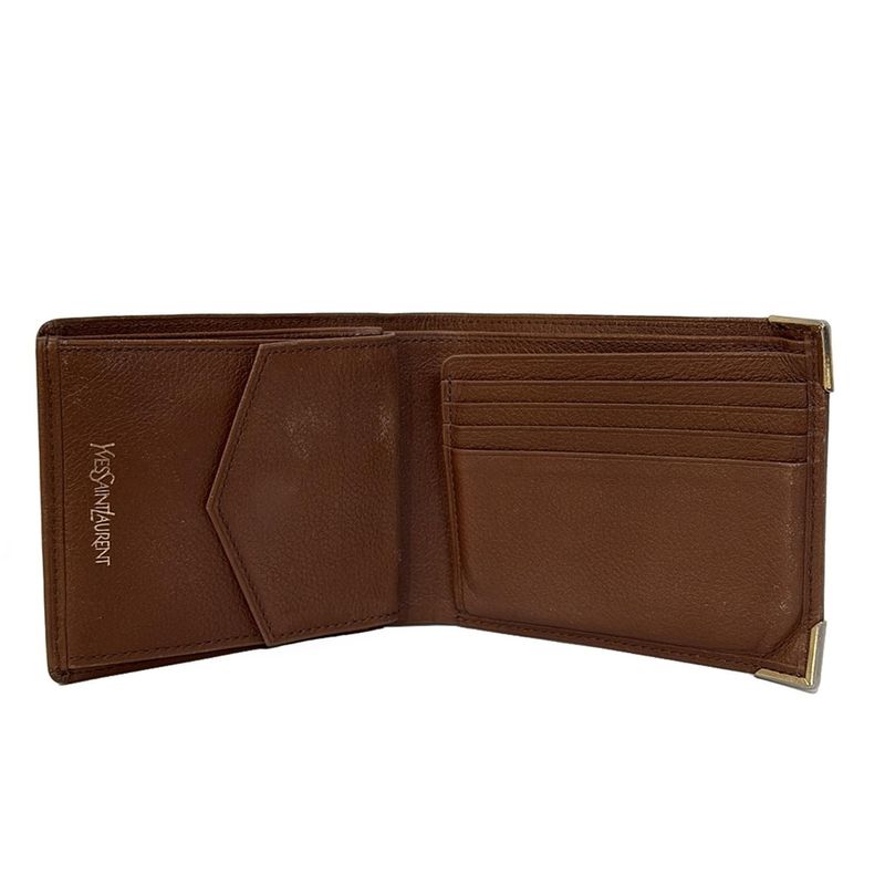 Yves Saint Laurent Bifold Wallet - Dark Brown Leather