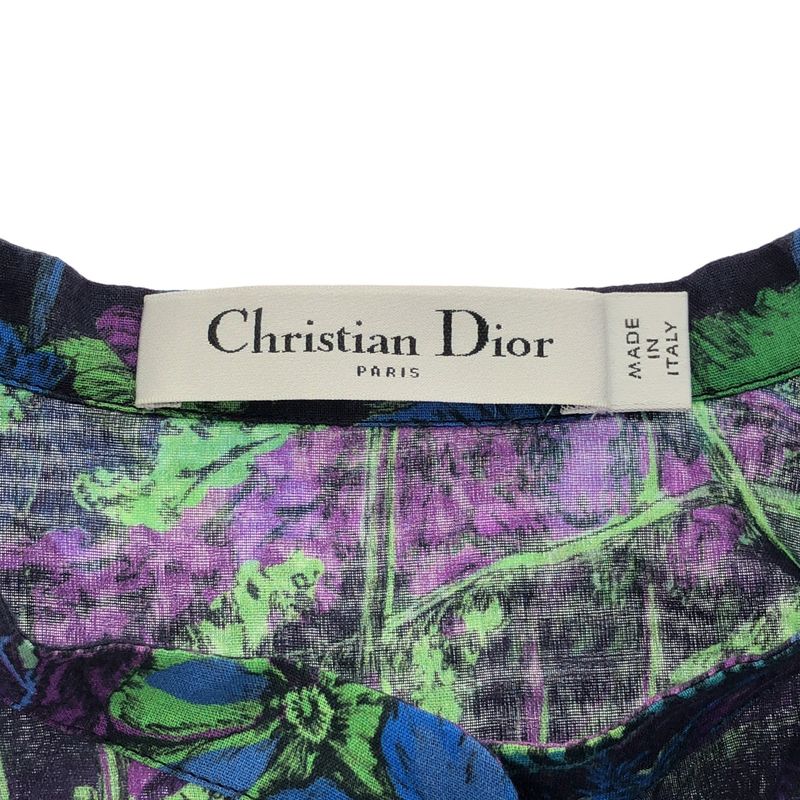 Christian Dior 23aw Toile de Jouy Sheer Long Shirt 341b54a3798 Navy F38