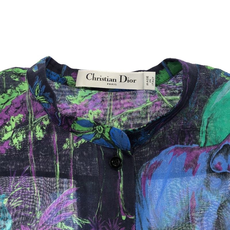 Christian Dior 23aw Toile de Jouy Sheer Long Shirt 341b54a3798 Navy F38