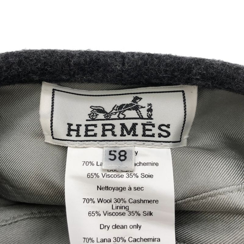 Hermes Wool Cashmere Beret Gray 58