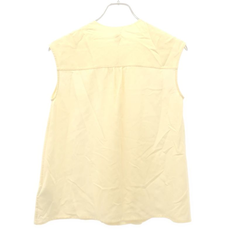 Hermes 16aw Sleeveless Silk Bow Tie Blouse Ivory 34