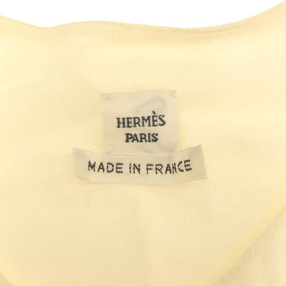 Hermes 16aw Sleeveless Silk Bow Tie Blouse Ivory 34