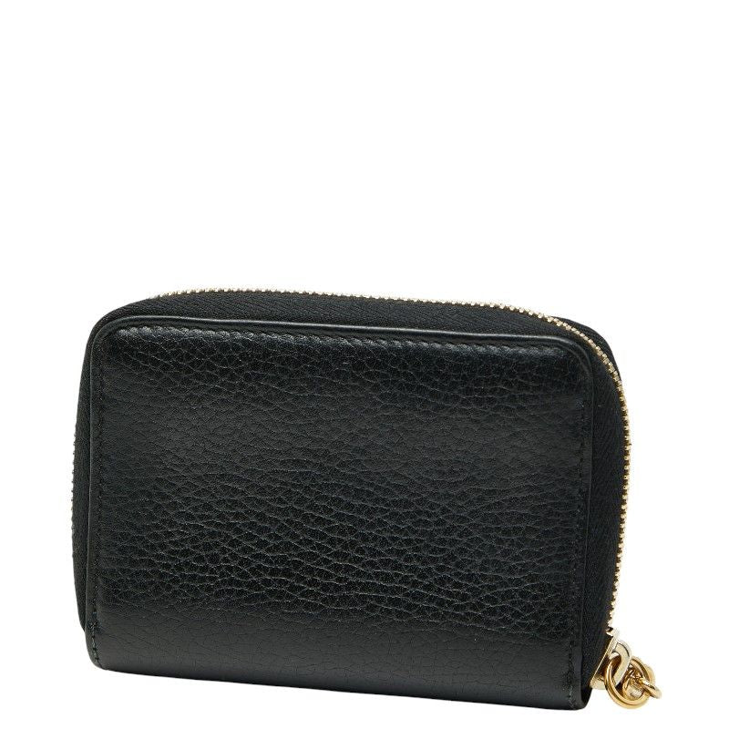 Gucci Soho Interlocking G Round Zipper Coin Case 598209 Black Leather Ladies