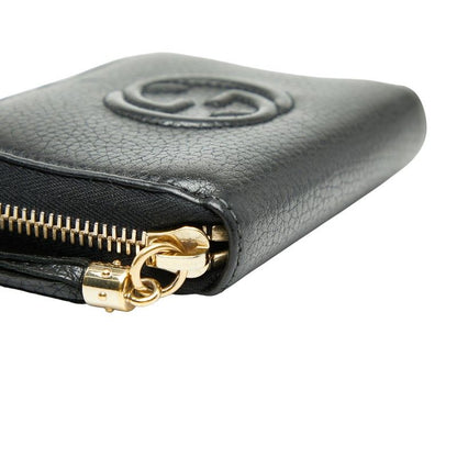 Gucci Soho Interlocking G Round Zipper Coin Case 598209 Black Leather Ladies