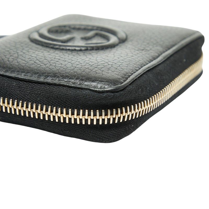 Gucci Soho Interlocking G Round Zipper Coin Case 598209 Black Leather Ladies