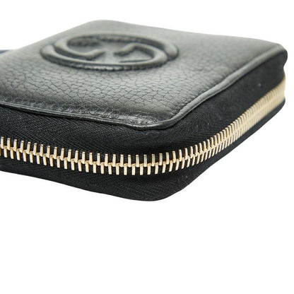 Gucci Soho Interlocking G Round Zipper Coin Case 598209 Black Leather Ladies