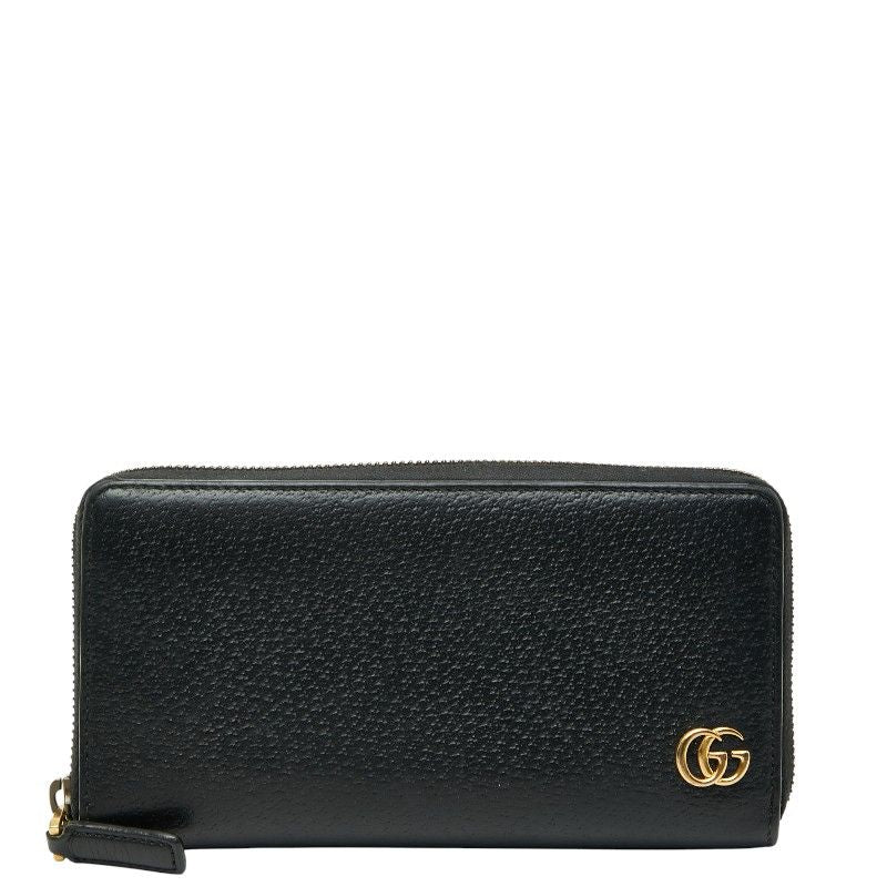 Gucci Ggmarmont Round Zipper Long Wallet 428736 Black Leather Ladies Gucci