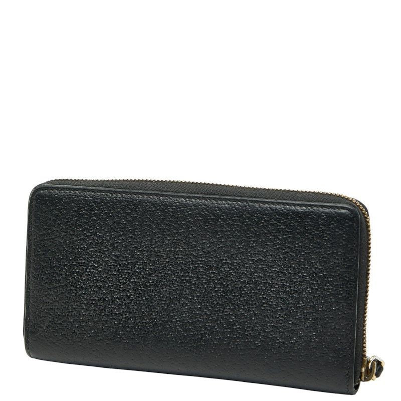 Gucci Ggmarmont Round Zipper Long Wallet 428736 Black Leather Ladies Gucci