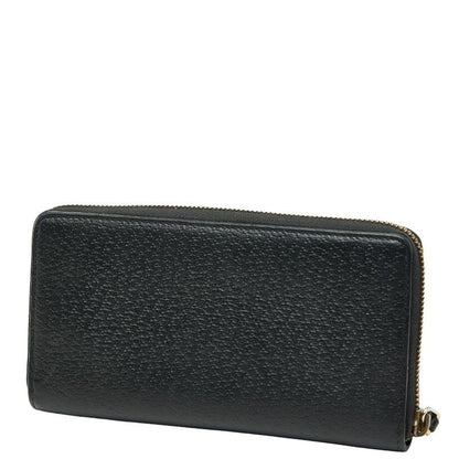 Gucci Ggmarmont Round Zipper Long Wallet 428736 Black Leather Ladies Gucci