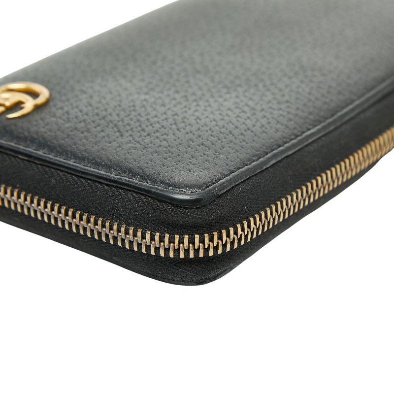 Gucci Ggmarmont Round Zipper Long Wallet 428736 Black Leather Ladies Gucci