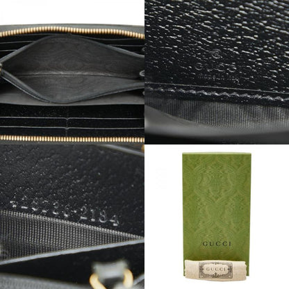 Gucci Ggmarmont Round Zipper Long Wallet 428736 Black Leather Ladies Gucci