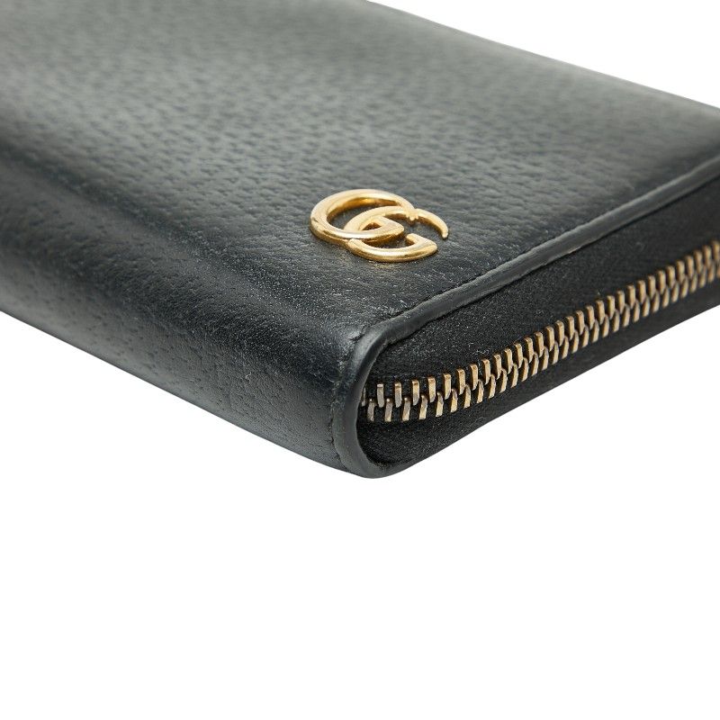 Gucci Ggmarmont Round Zipper Long Wallet 428736 Black Leather Ladies Gucci