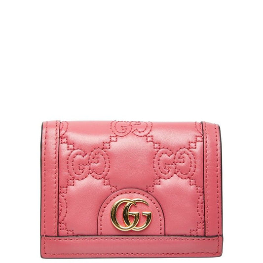Gucci Ggmatelasse Fold Wallet Compact Wallet 723786 Pink Leather Ladies Gucci